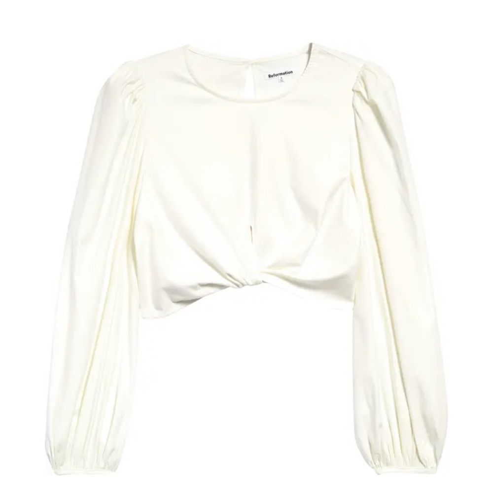 Derek Long Sleeve White Crop Top
REFORMATION